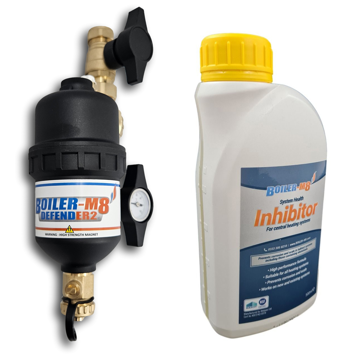 Boiler-M8 Defender 2 Heating System Magnetic Filter Water Treatment Pack with System Health Corrosion Inhibitor